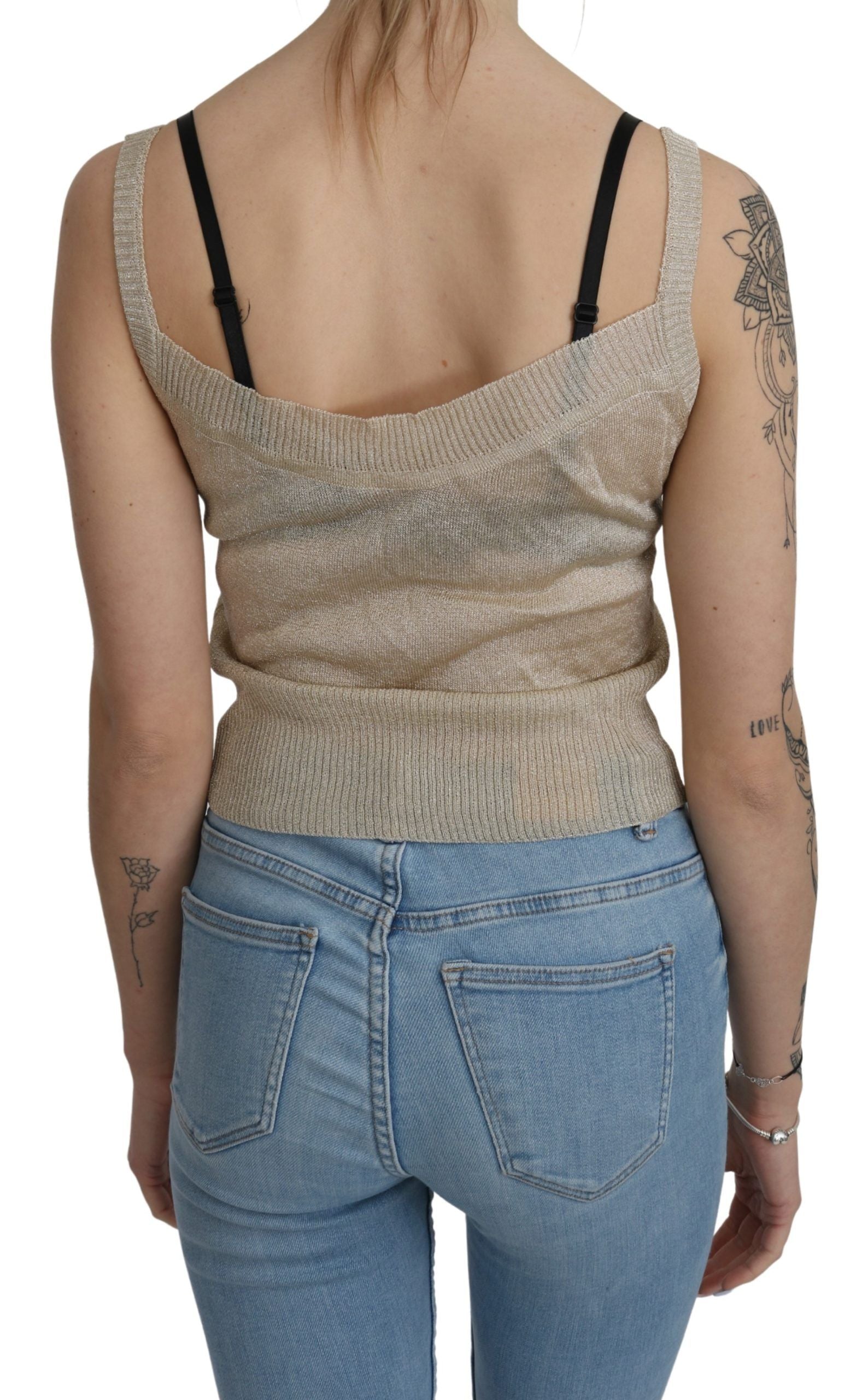 BYBLOS Beige Sleeveless Spaghetti Strap Tank See Through Top